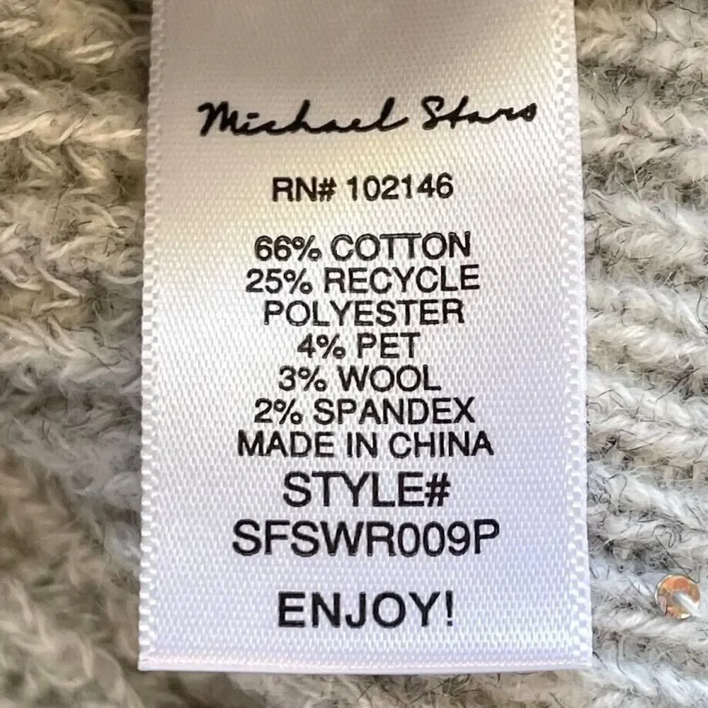 Michael Stars Laurel Sweater Womens XS Petite Gray Wool Sequins V Neck $198 NEW!